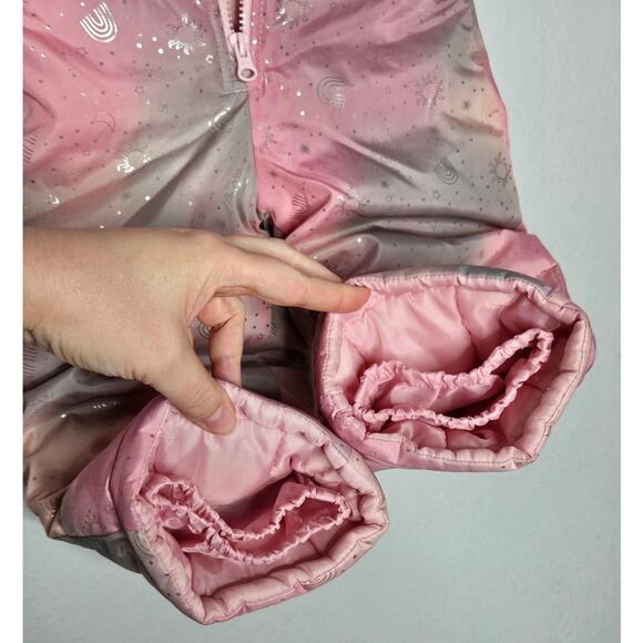 London Fog Girls Pink & Gray Galaxy Puffer Snow Bib Ski Pant Toddler 2T - Picture 4 of 8